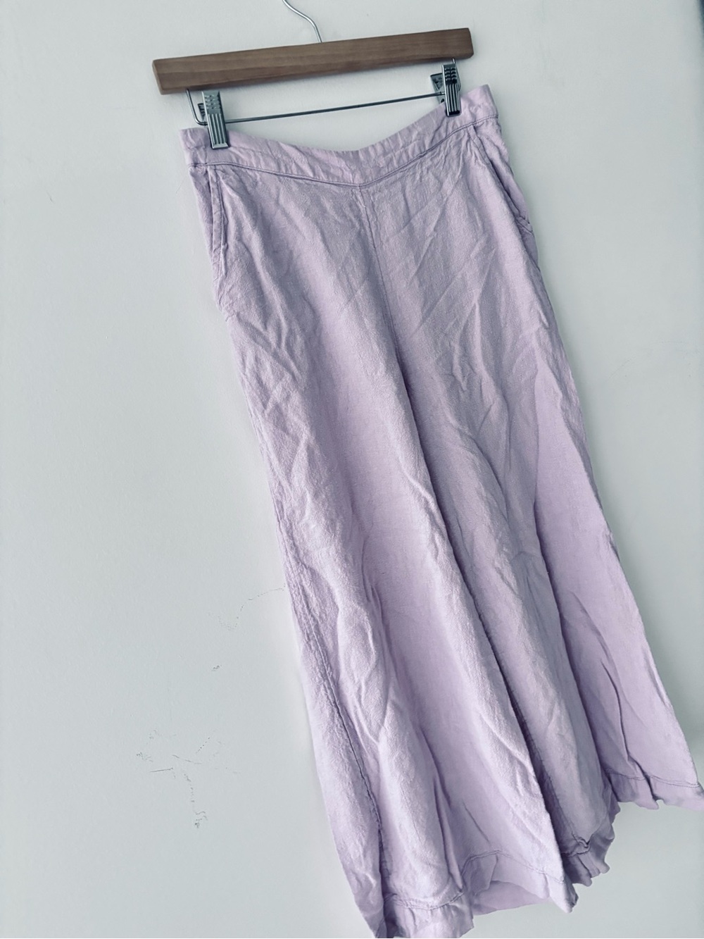 Free People lavender linen Wide-Leg Pants cotton pull on loungewear M